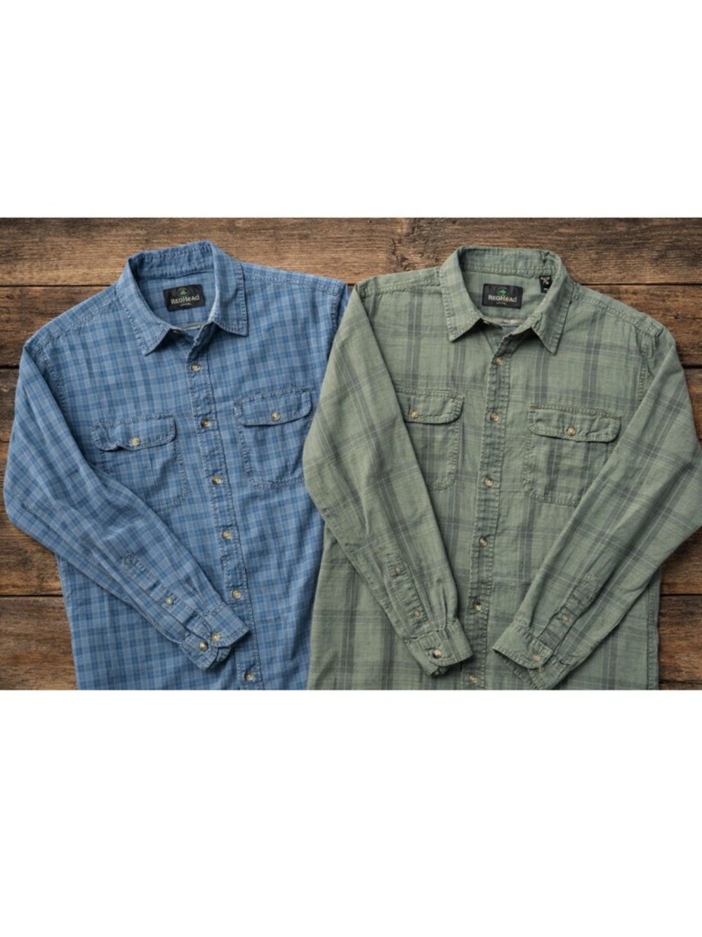 RedHead Mens Large Plaid Button Down Shirt Lot 2 Cotton Outdoor Hunting